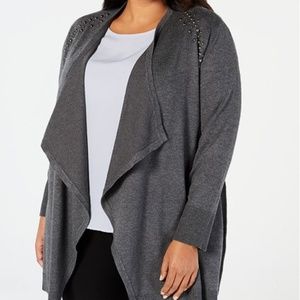 JM Collection Plus Size Studded Cardigan 3X